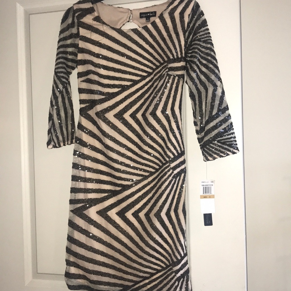 Black nude sequins dress